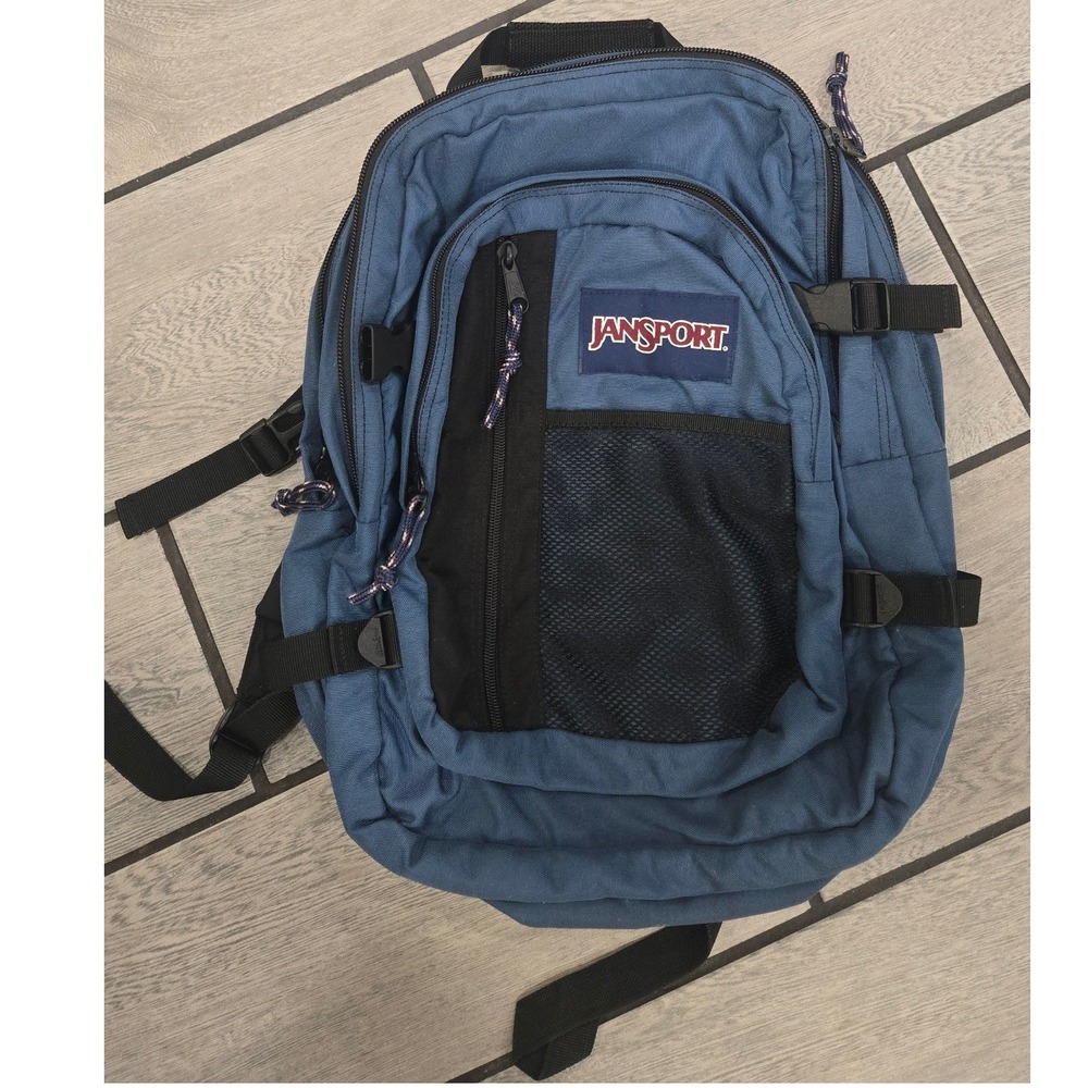 JanSport Backpack Blue Black Multi Compartment School Travel Daypack